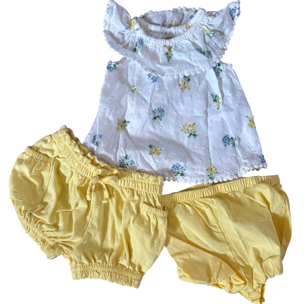 Floral Kids Outfit Set - White and Yellow‎